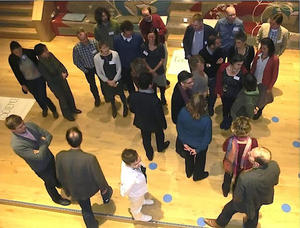 Participants place themselves in a science, farmers, policy and practice circle. Copyright: Walter Rossing, Wageningen UR